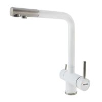 FABIANO Смеситель для кухни на две воды двухрычажный FKM 31.7 SS Alpine White (8231.401.0229)